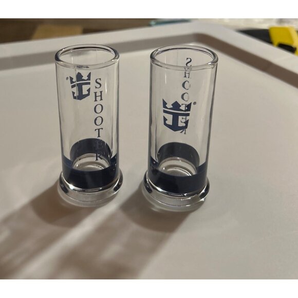 Royal Caribbean Cruise Line  Shooter Shot Glass Set Of 2 Ship Emblem 3.5” France - Picture 8 of 8